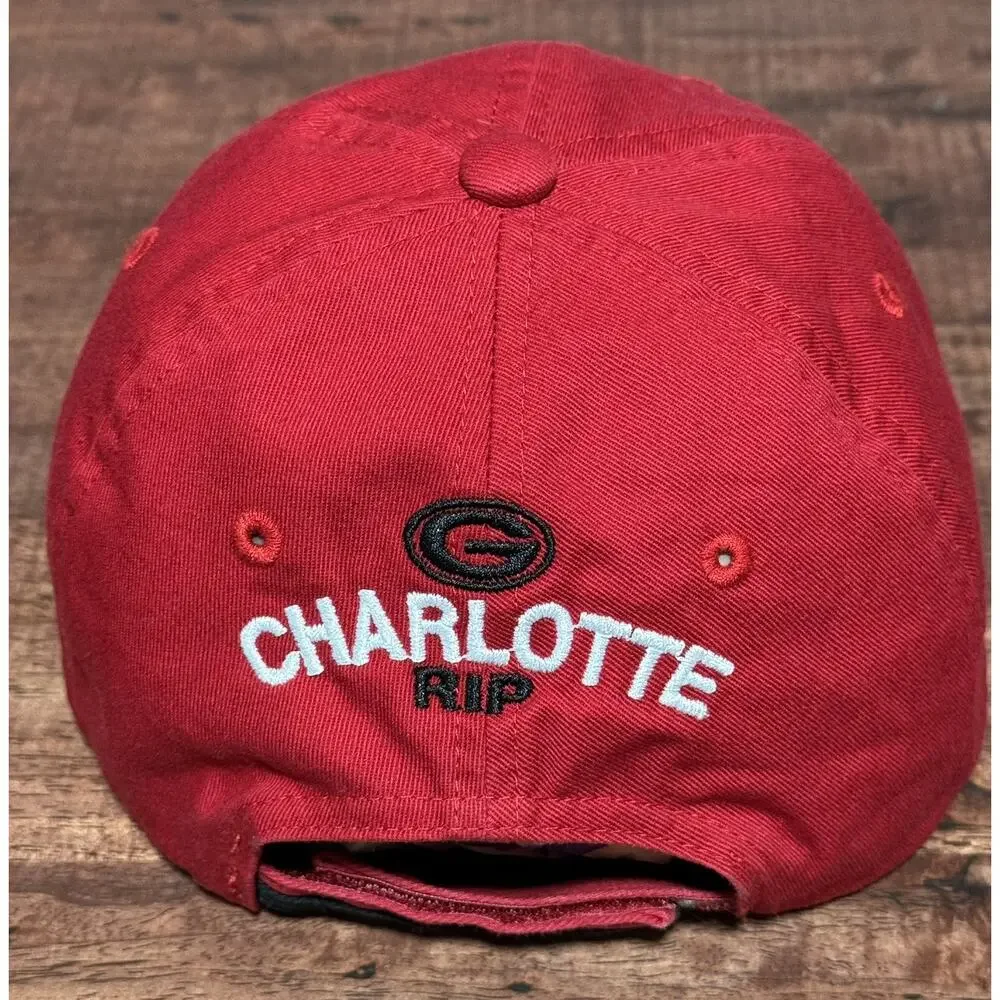 Unique Rooster Golfer Hat, Red. Charlotte RIP Embroidered On The Back